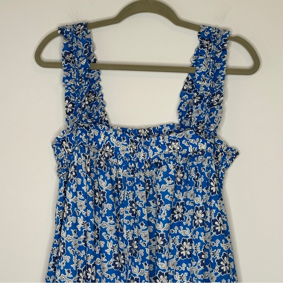 J Crew Cotton voile ruffle-trim shift dress in cobalt floral Size Medium SU24 - Picture 7 of 13